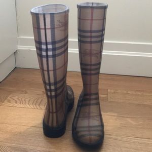 Burberry rain boots.